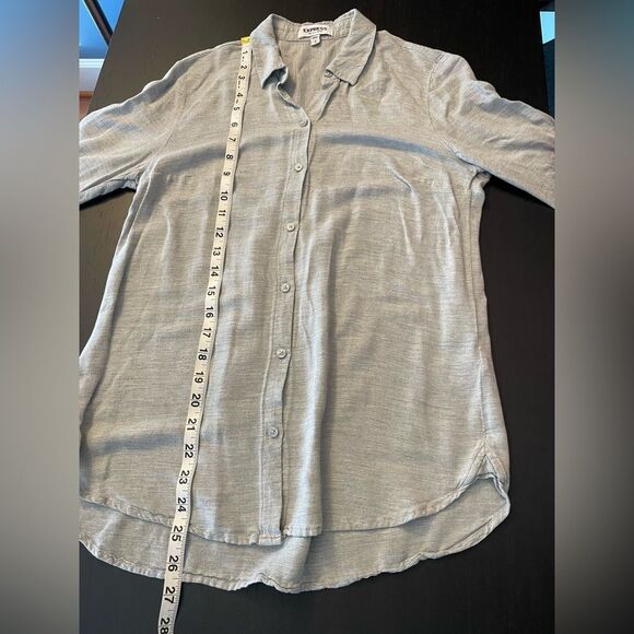 Express The City Shirt Gray Button Down High Low Hem Women’s Size S - Picture 6 of 7